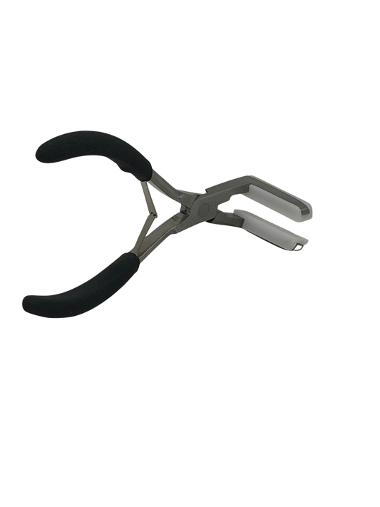 Tape-In Hair Extension Removal and Application Plier - Stainless Steel with black rubber grip handles