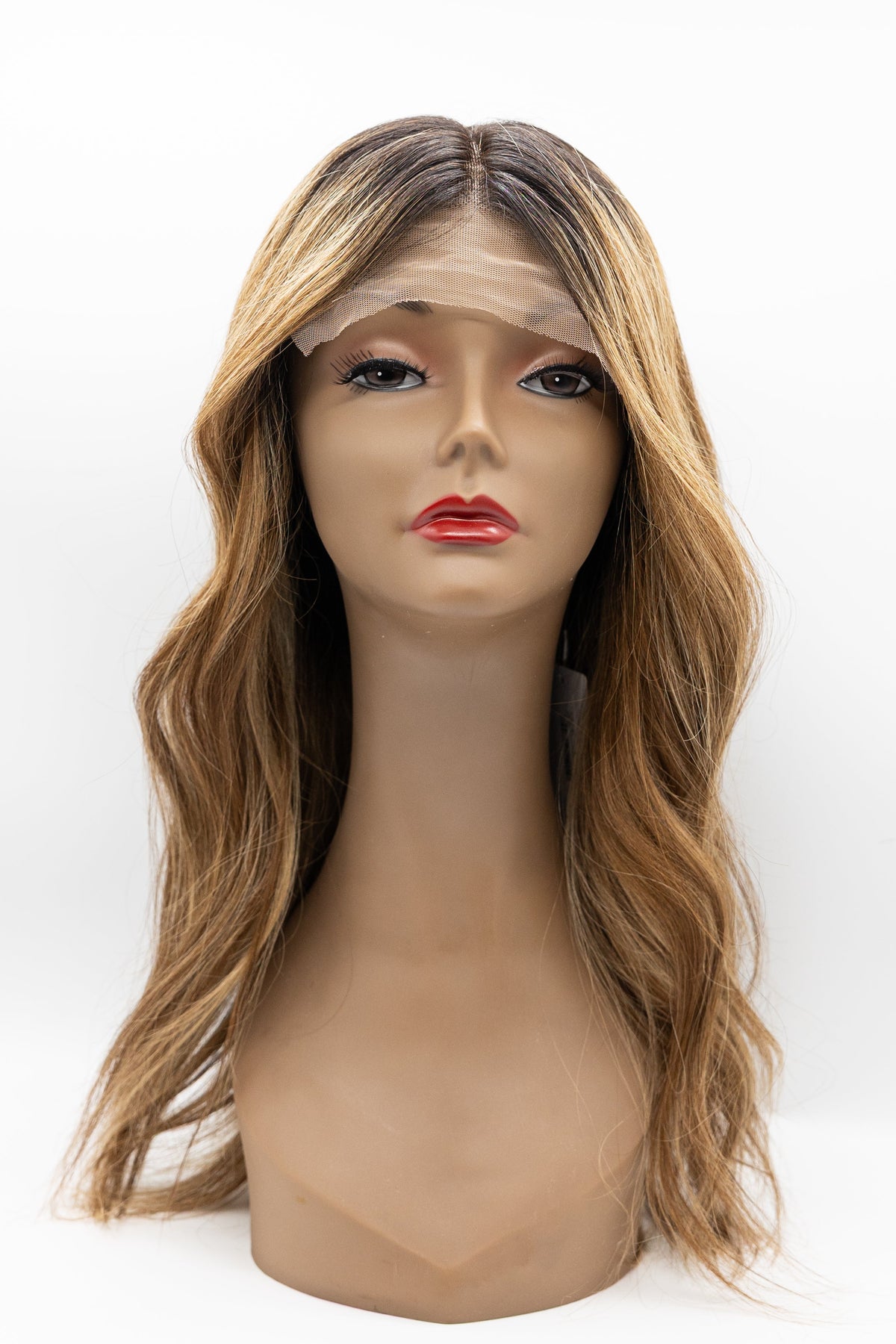 6A/27/NAT – Dark Root Honey Blonde Ombré Lace Front Wig