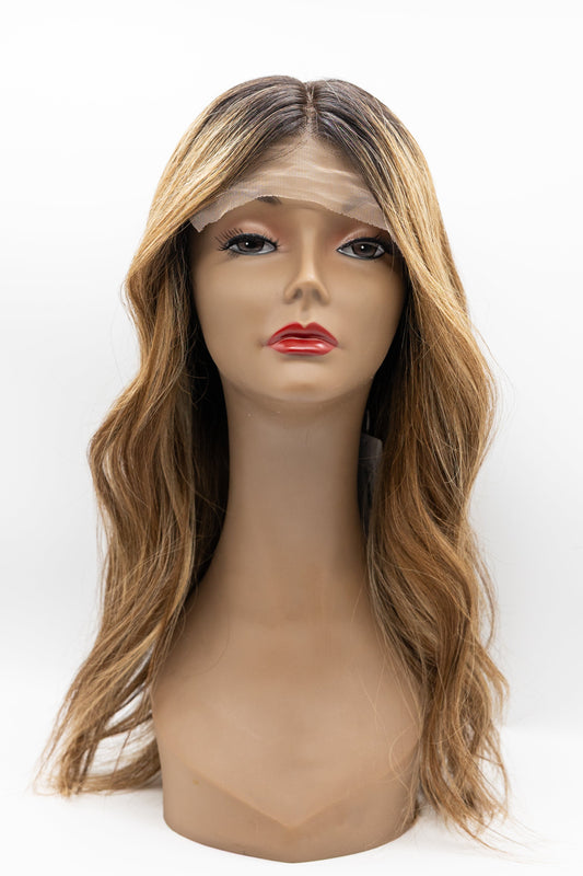 6A/27/NAT – Dark Root Honey Blonde Ombré Lace Front Wig