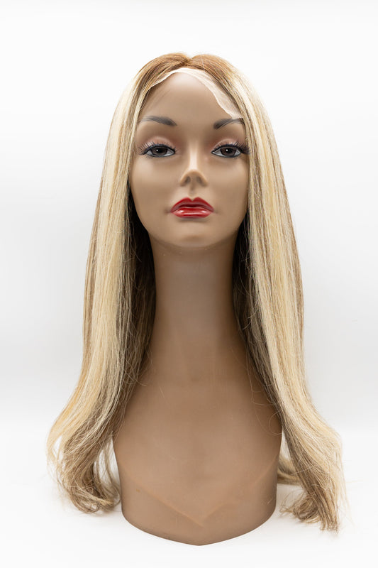 Summer – Dark Root Platinum Blonde Straight Lace Front Wig