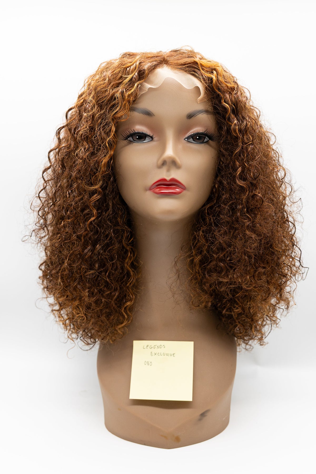 080 – Auburn Golden Highlight Spiral Curl Lace Front Wig
