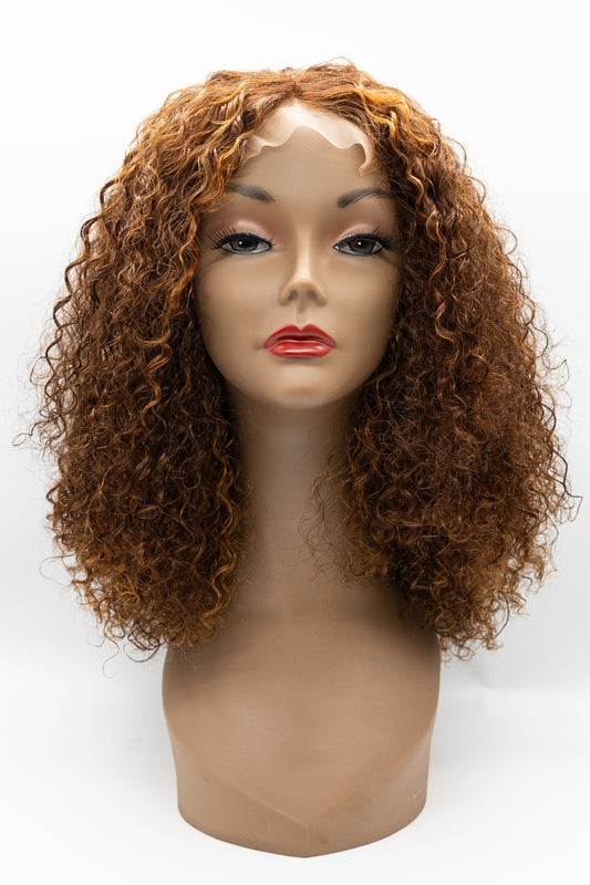 080 – Auburn Golden Highlight Spiral Curl Lace Front Wig
