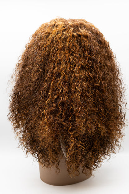 080 – Auburn Golden Highlight Spiral Curl Lace Front Wig