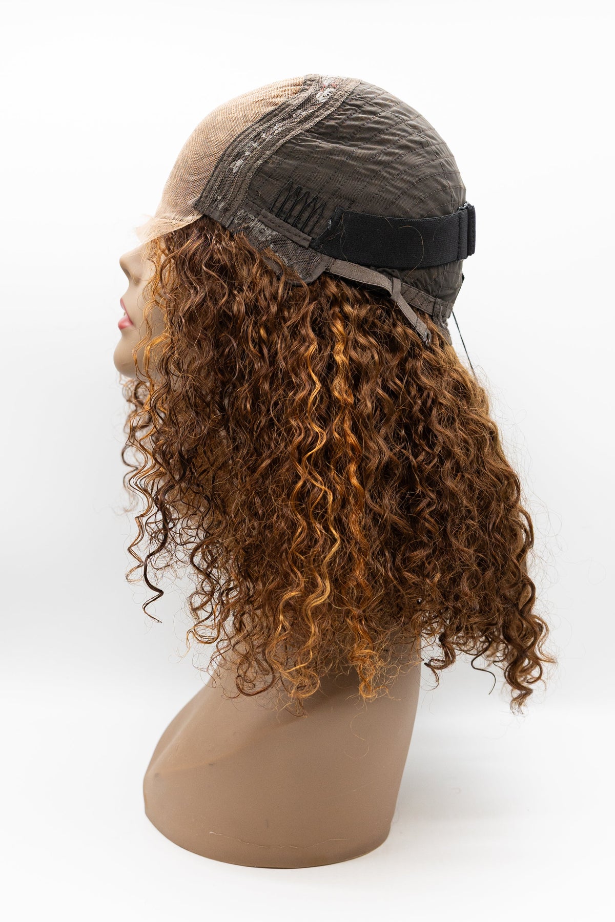 080 – Auburn Golden Highlight Spiral Curl Lace Front Wig