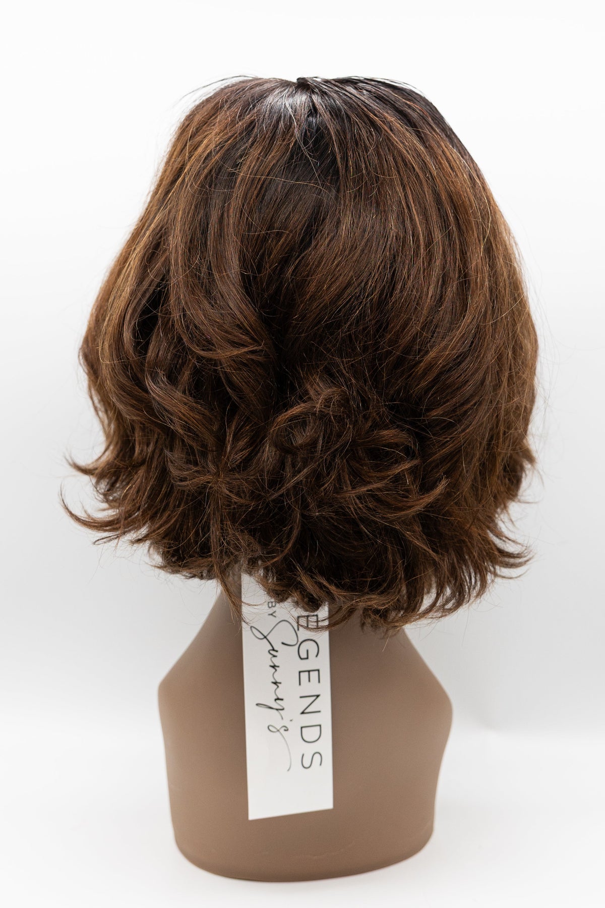 XT1055 – Dark Root Chestnut Brown Wavy Bob Lace Front Wig 10"