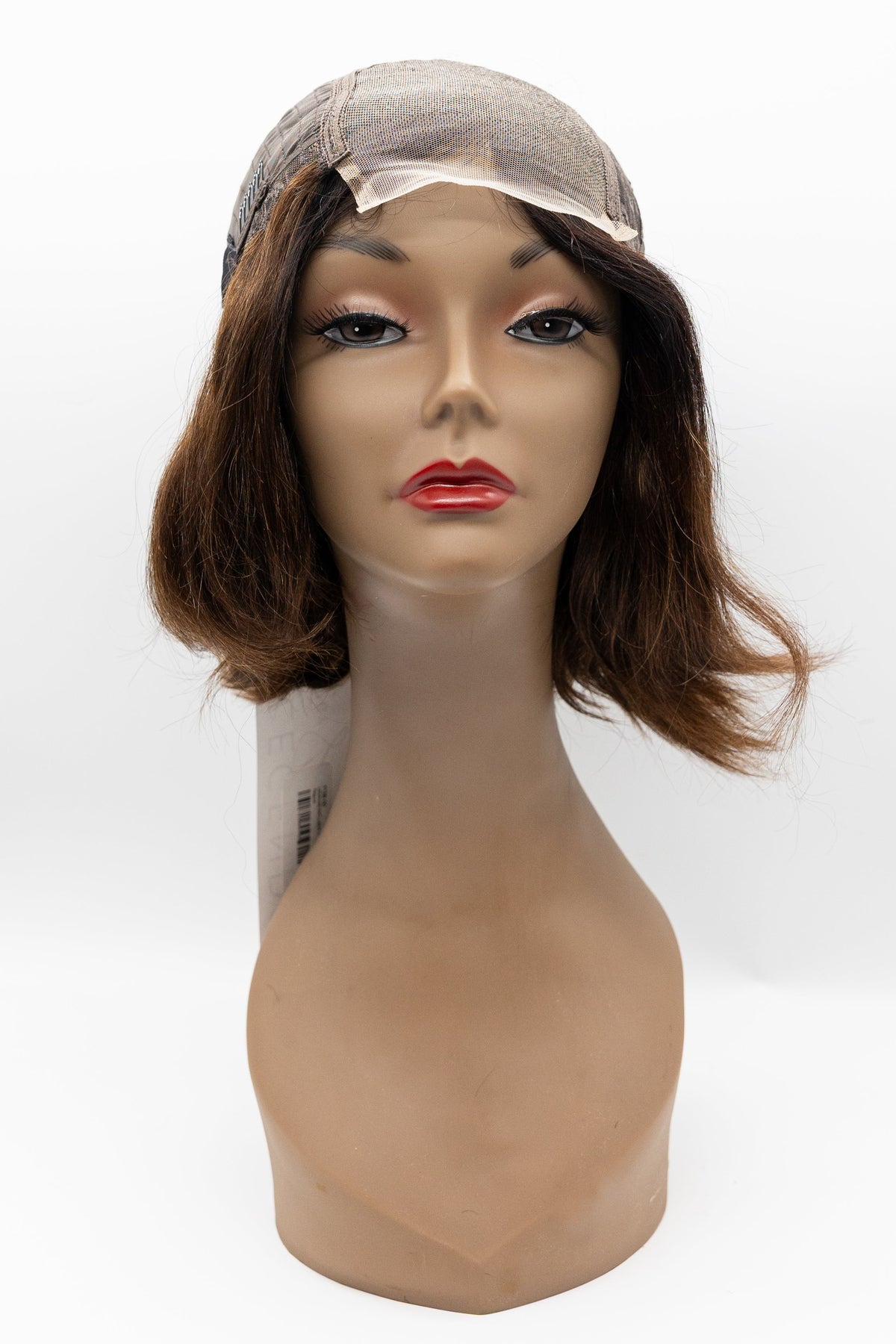 XT1055 – Dark Root Chestnut Brown Wavy Bob Lace Front Wig 10"