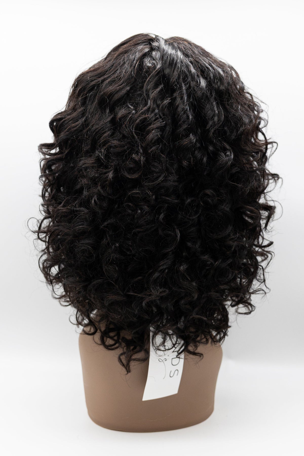 055 – Natural Black Voluminous Curly Wig with Bangs