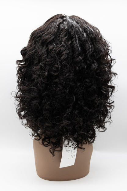 055 – Natural Black Voluminous Curly Wig with Bangs