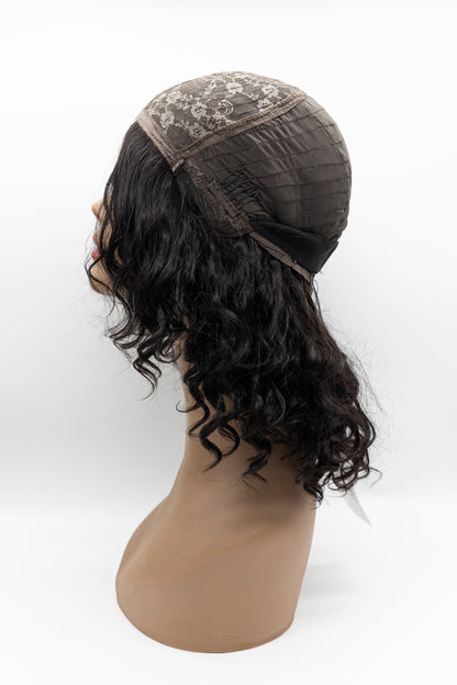 055 – Natural Black Voluminous Curly Wig with Bangs