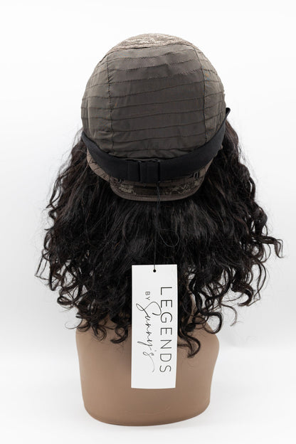 055 – Natural Black Voluminous Curly Wig with Bangs