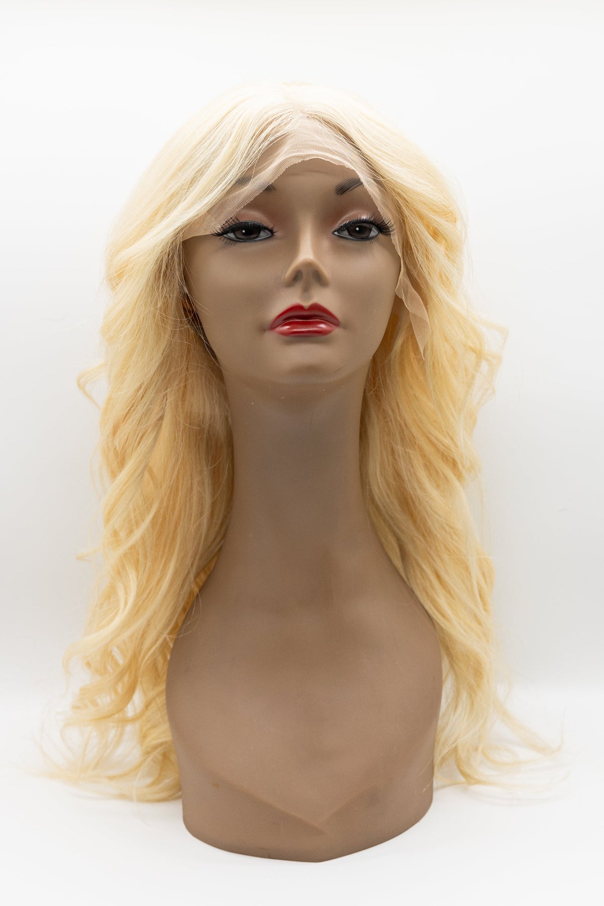 613 Natural Straight – Platinum Blonde Body Wave Lace Front Wig