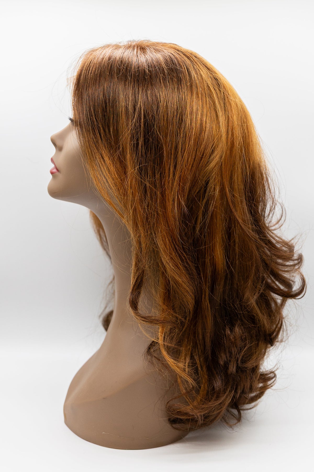 DS080 – Copper Auburn Golden Highlight Body Wave Lace Front Wig 16"