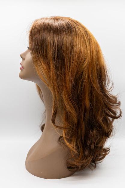 DS080 – Copper Auburn Golden Highlight Body Wave Lace Front Wig 16"