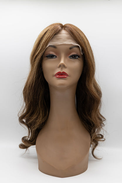 Arizona – Warm Brown Caramel Highlight Body Wave Lace Front Wig 16"