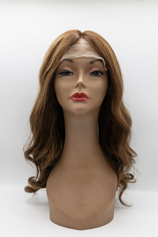 Arizona – Warm Brown Caramel Highlight Body Wave Lace Front Wig 16"